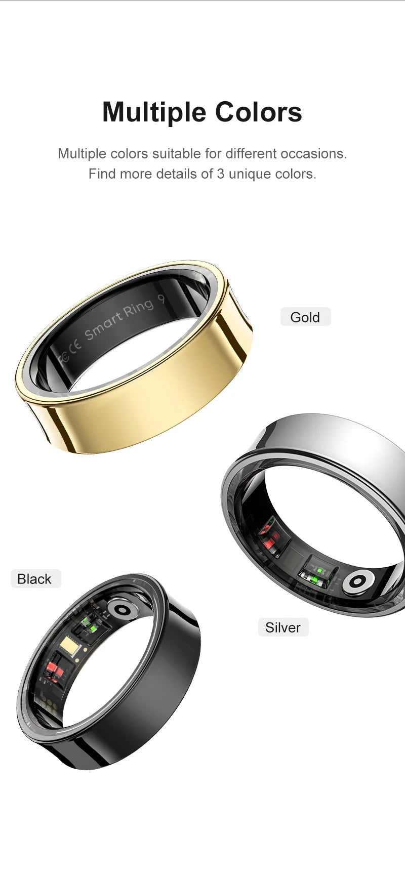New Smart Ring R09 Health Monitor Multi Sport Mode Skin Temperature Measurement 5ATM Waterproof Smart Ring With Charging Case